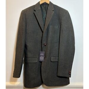 StudioSuits Herringbone Tweed Blazer Wool Sport Coat Custom Tailored Olive Brown